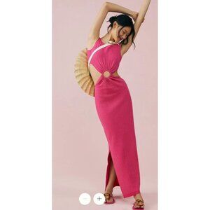 PQ Swim Women’s Bianca Coverup Maxi Dress Pink Ring Cut Out Size XS/S